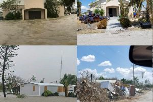 Before and after picture of the tiny Baptist Church on Chokoloskee Island, Florida and the hight of the water on Chokoloskee Island itself.